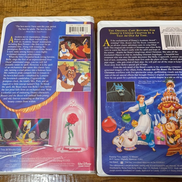 Disney Media Walt Disney Beauty And The Beast Vhs Tapes 2 Poshmark